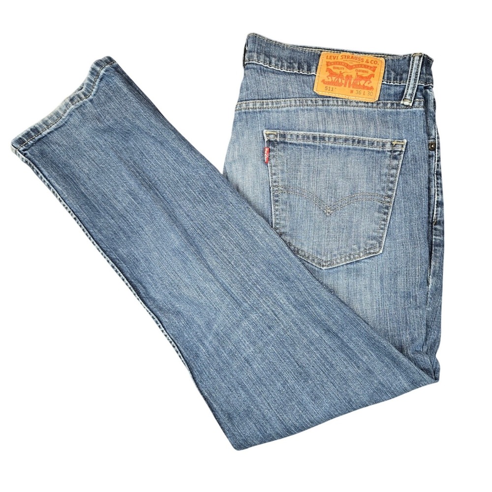 Levi Strauss 511 Mens W36 L30 Slim Fit Blue Wash Denim Jeans‎ Pants